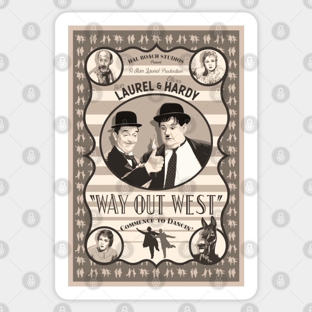 Laurel & Hardy - Way Out West (Sepia) Sticker by PlaidDesign